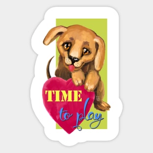 Cute dog. Baby pets. Puppy friendship love. Sticker